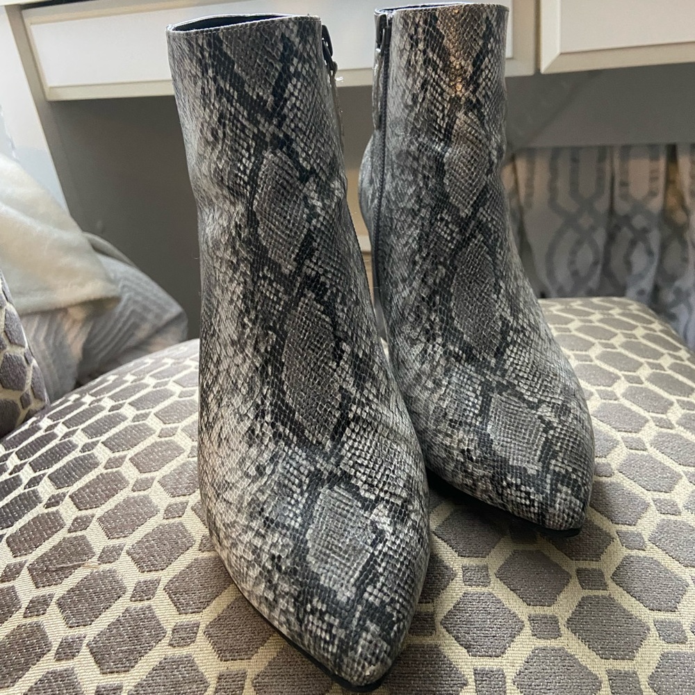 Snake print booties